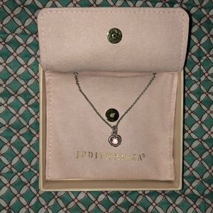 Judith Ripka pink crystal heart charm necklace